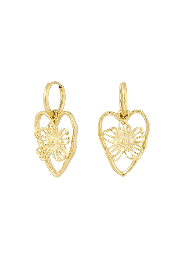 Oorbellen ♡ Heart With Flower